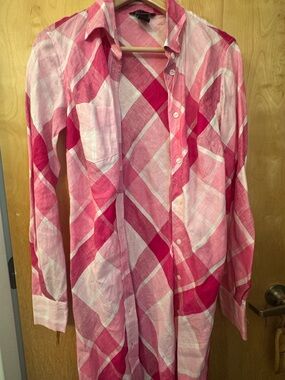 Moda International Pink Plaid Linen Tunic